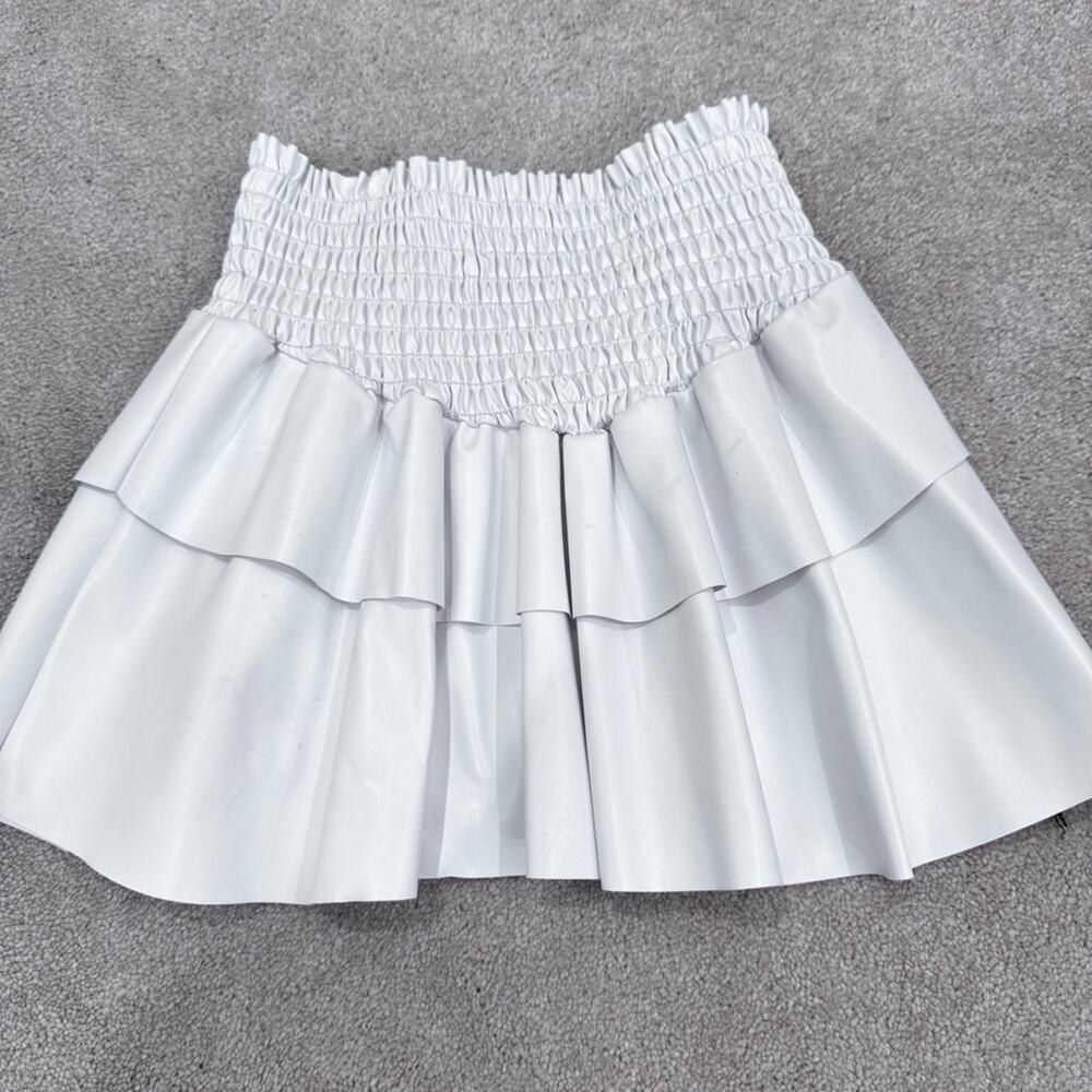 Girls Cheryl's Kids Cream leather Ruffled Mini Skirt, size M